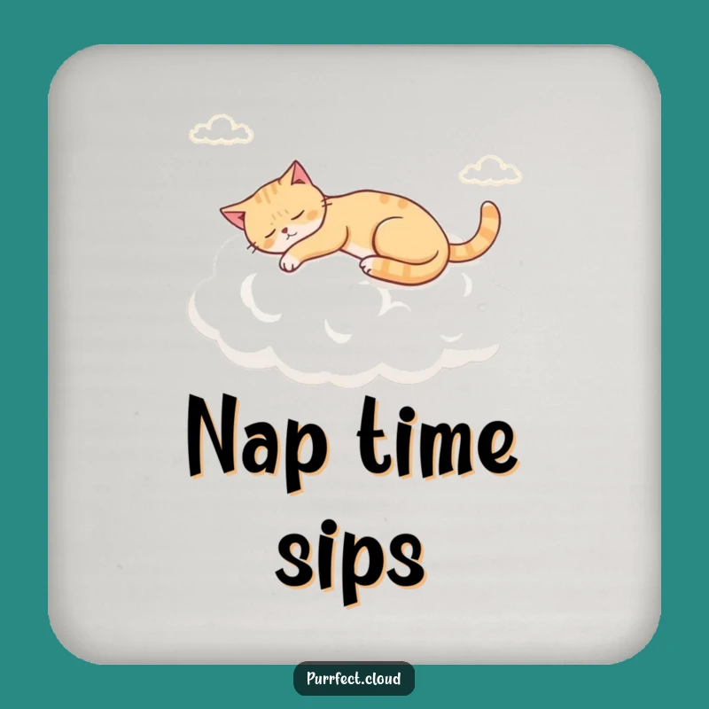 Funny Napping Cloud Cat Drink Coaster, Peaceful Table Protection