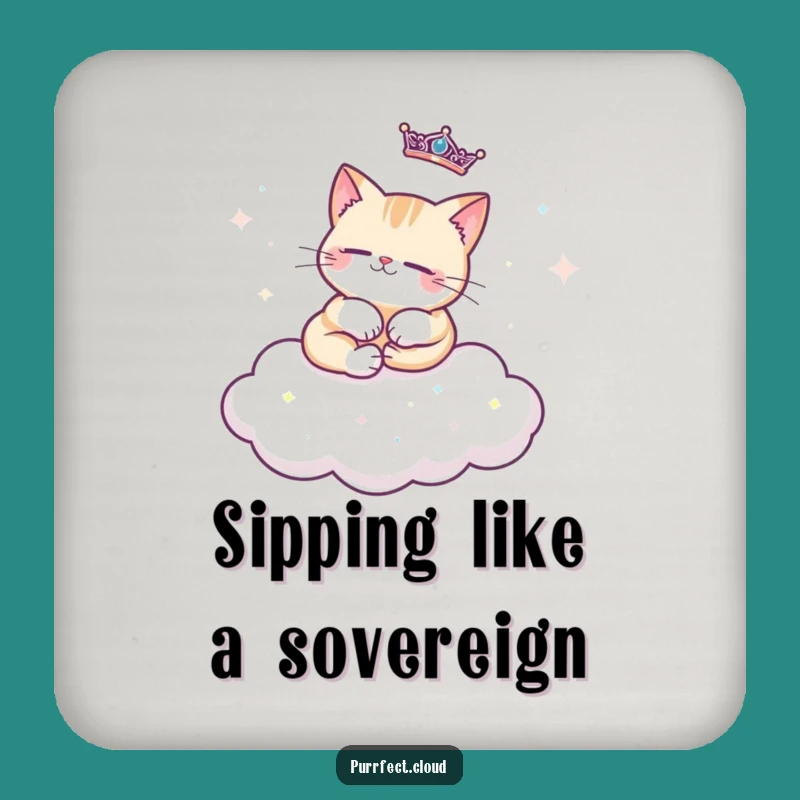 Funny Regal Cat Coaster - Sparkly Cloud Drink Holder