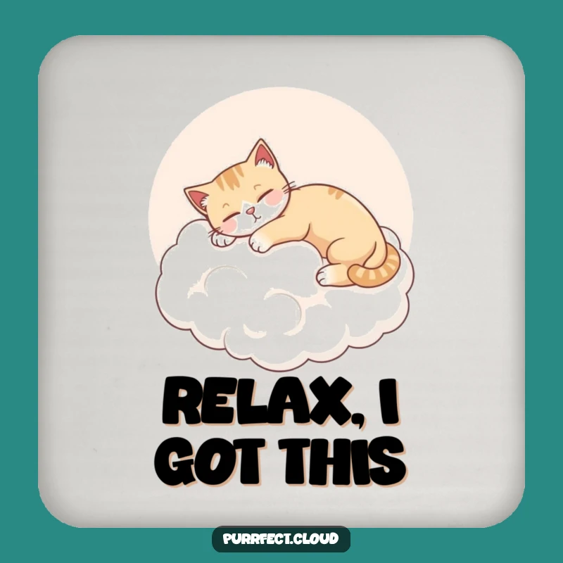 Funny Cat Cloud Coaster: Contented Stretch Feline, Cute Table Protector Gift