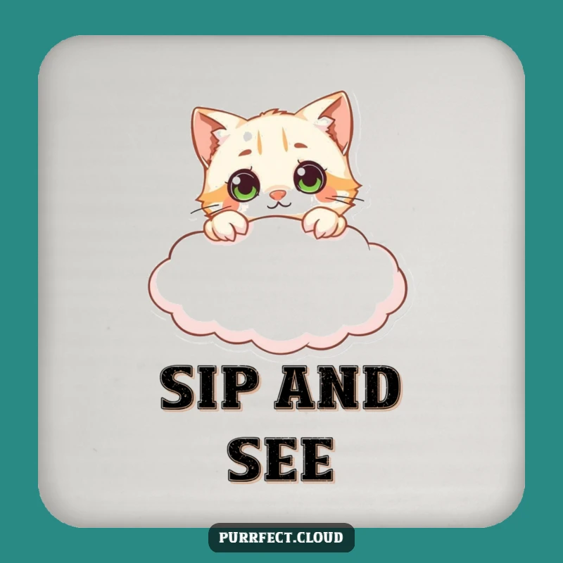 Funny Curious Cat Cloud Coasters - Protect Surfaces with Wonder