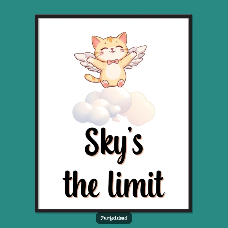 Funny Angel Cat Poster - Joyful Winged Wall Art, Dreamy Gift!