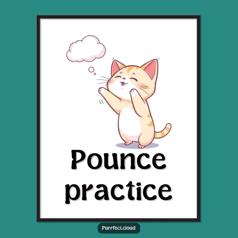 Funny Cat Cloud Play Poster - Whimsical Wall Art & Playful Gift
