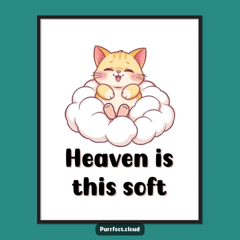 Funny Cat Cloud Poster: Whimsical Feline Art Print, Perfect Gift