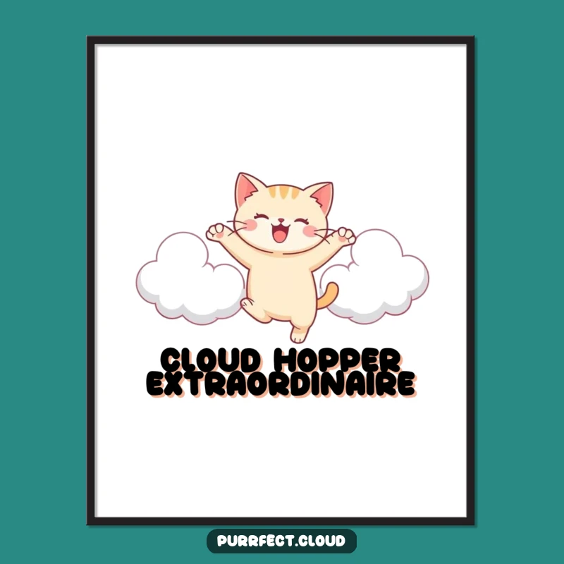 Funny Cat Leaping Poster: Joyful Feline Art, Energetic & Playful Decor Gift