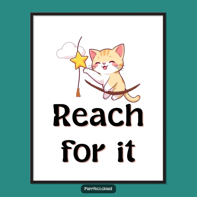 Funny Cat Star Batting Poster: Whimsical Feline Art for Playful Spaces