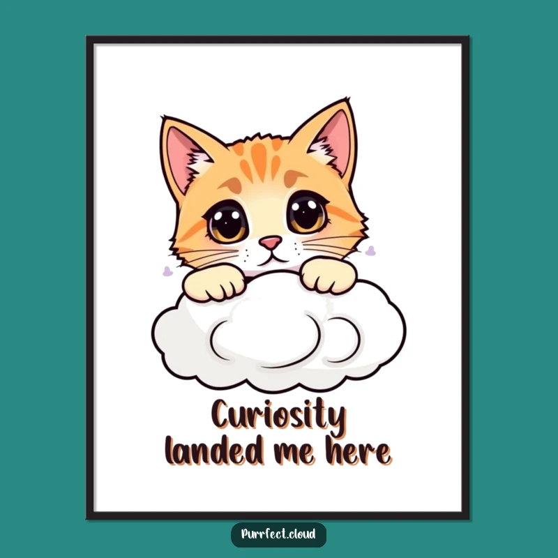 Funny Cloud Watcher Cat Poster: Quirky Wall Art, Unique Funny Gift Idea