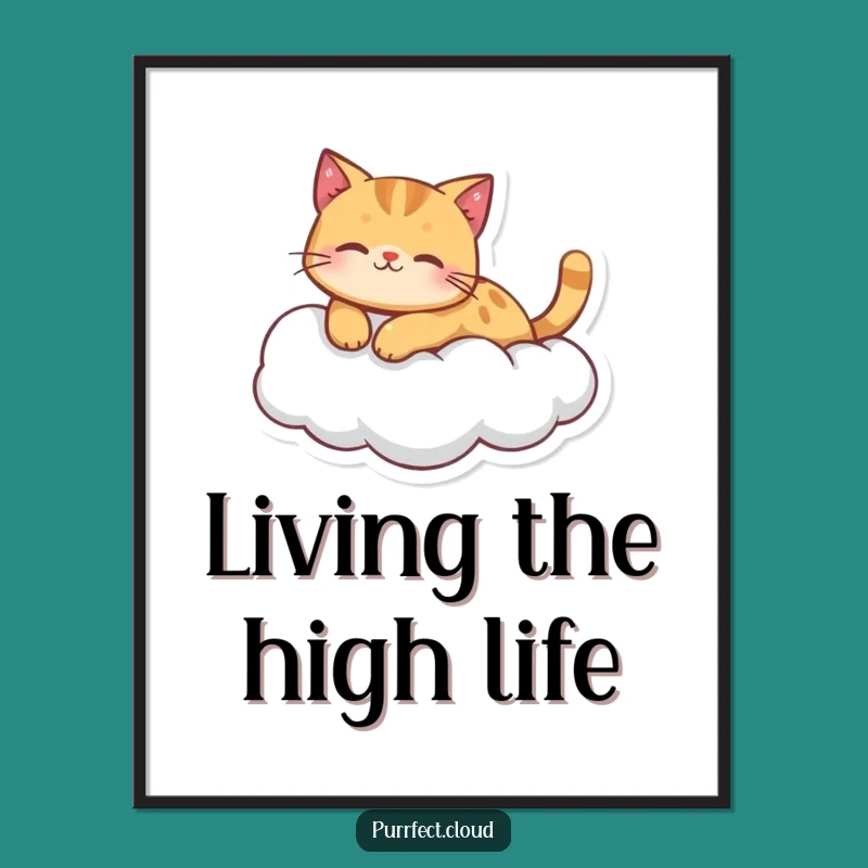 Funny Ginger Cat Cloud Poster: Bring Peaceful Vibes to Your Walls