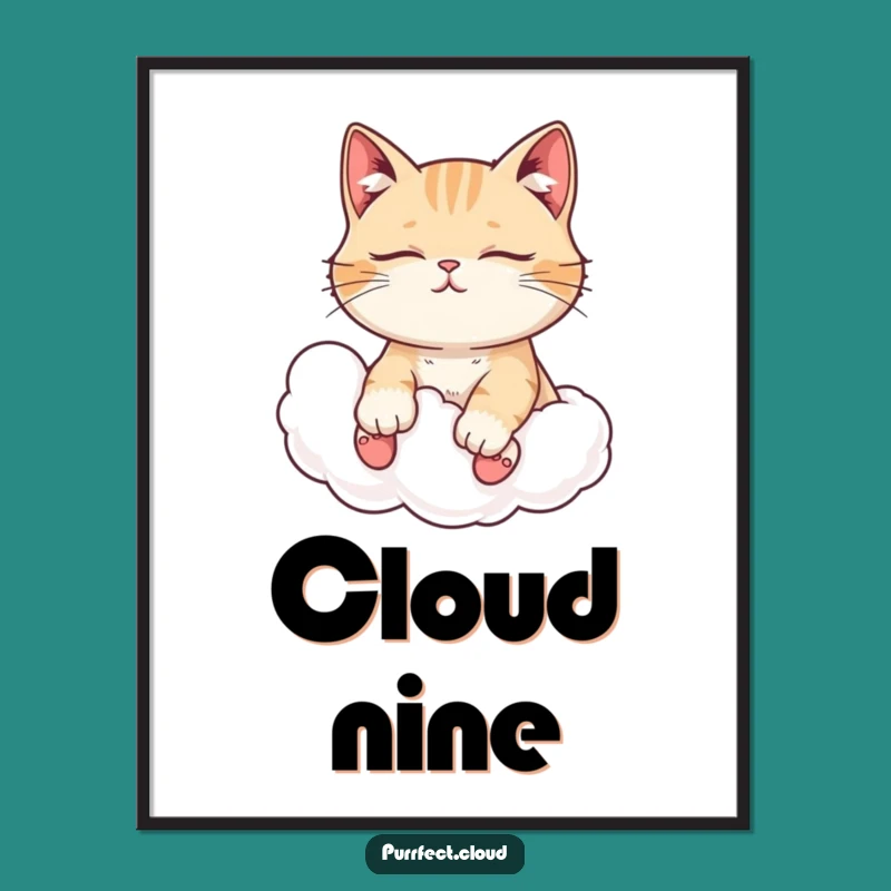 Funny Peaceful Cat Poster - Cloud Rider Serenity Art, Relaxing Gift!