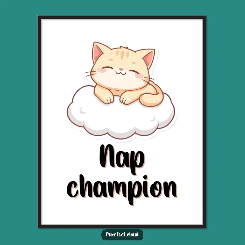Funny Purring Cat Cloud Poster - Decorate with Serenity