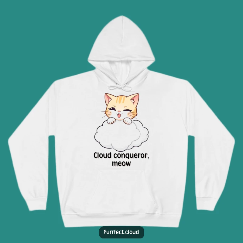 Cozy Funny Cat Pouncing Cloud Hoodie - Warm & Hilarious Cat Lover Gift