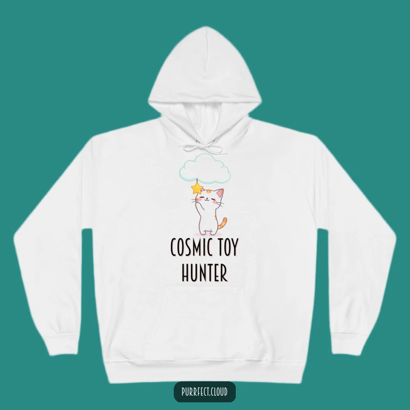 Funny Playful Cat Star Cloud Hoodie: Adventure Kitty Comfort Gift