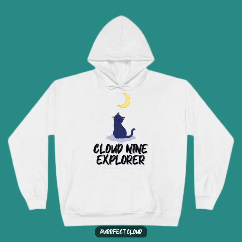Cozy Funny Cat Moon Hoodie - Silhouette Cloud Comfort