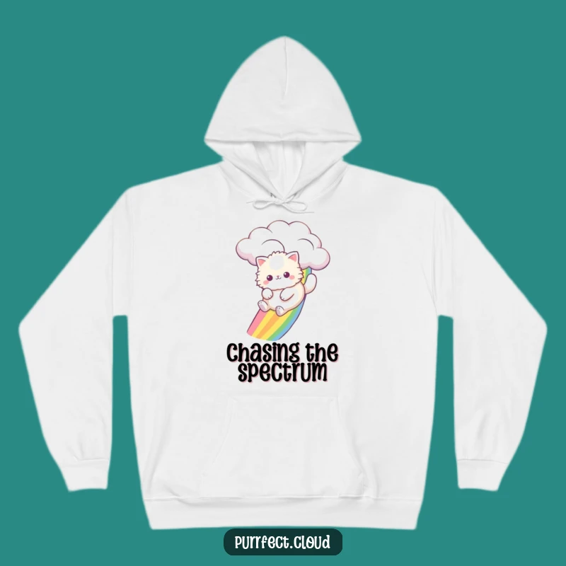 Funny Cat Rainbow Slide Hoodie: Cozy Feline Adventure Wear for Humor Lovers