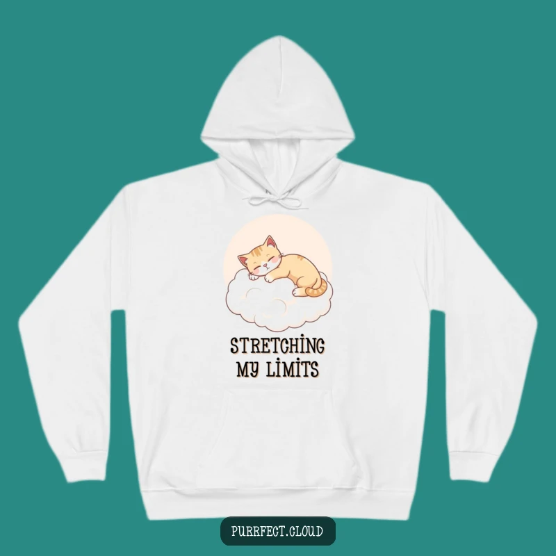 Funny Cozy Cat Cloud Hoodie: Contented Stretch, Warm & Relaxed Gift