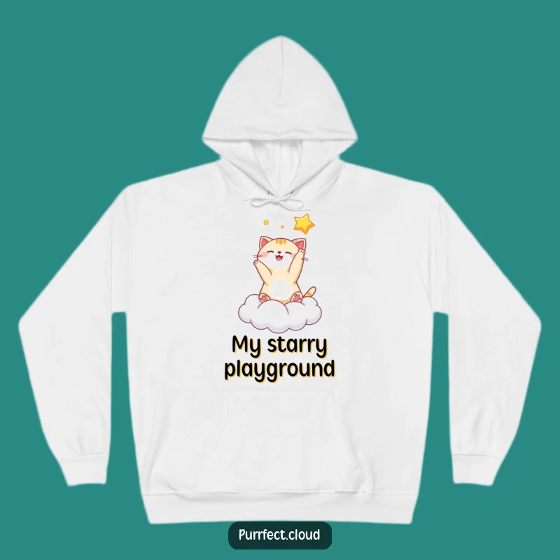 Funny Playful Cat Star Hoodie: Cozy Up with Celestial Feline Fun