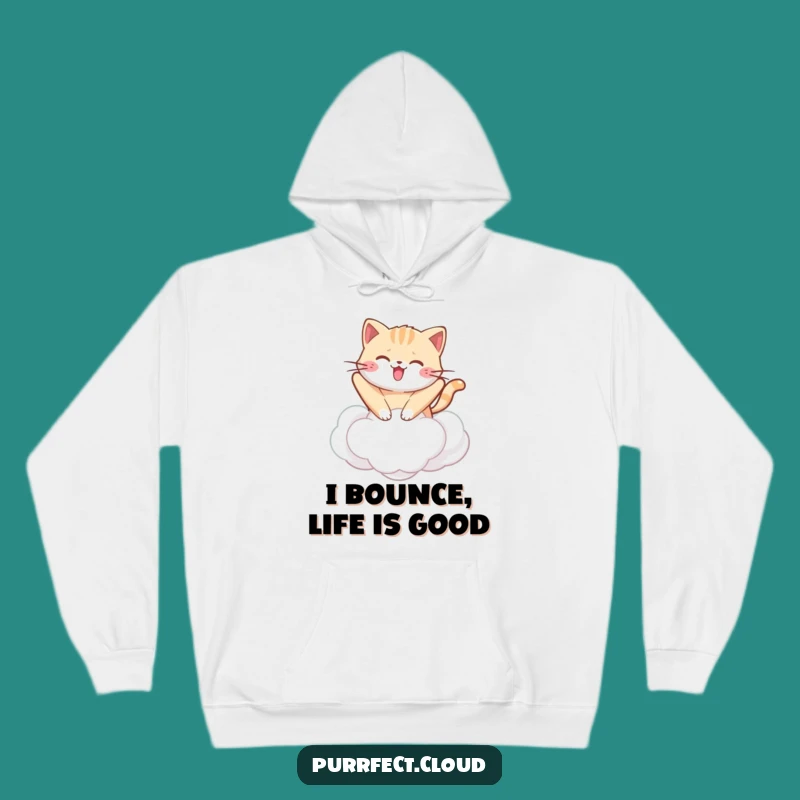 Funny Kawaii Cat Cloud Hoodie: Cozy Bouncing Feline Sweatshirt, Ultimate Funny Gift