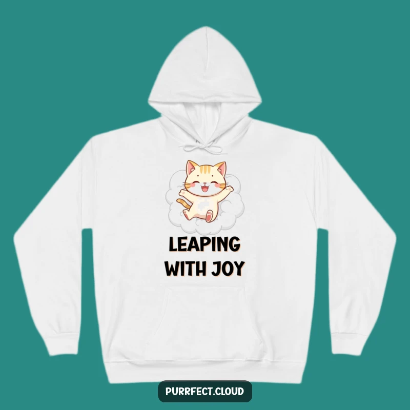 Funny Jumping Cat Cloud Hoodie - Cozy Up in the Clouds