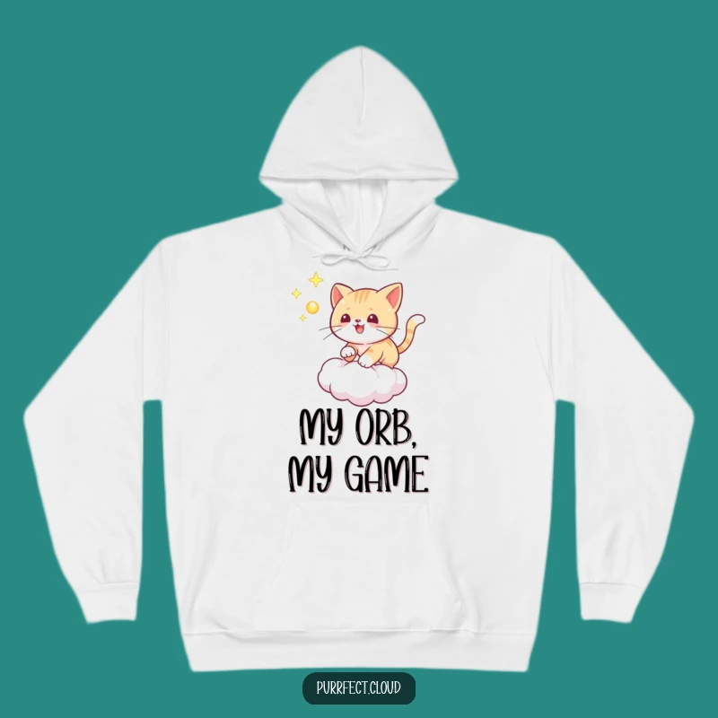 Funny Playful Cat Orb Hoodie: Cozy Feline Chase Sweatshirt, Ultimate Funny Gift