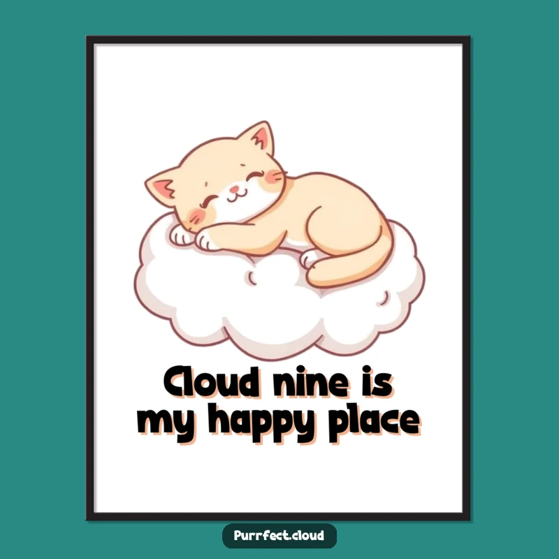Free Printable Wall Art: Lazy Cat Cloud - Funny Downloadable Art for Home Decor