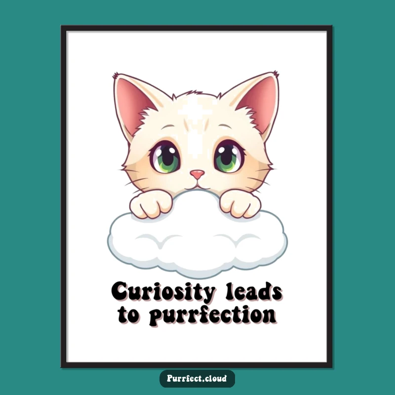 Free Printable Wall Art: Curious Cloud Cat, Humorous Downloadable Decor for the Wonder Seekers