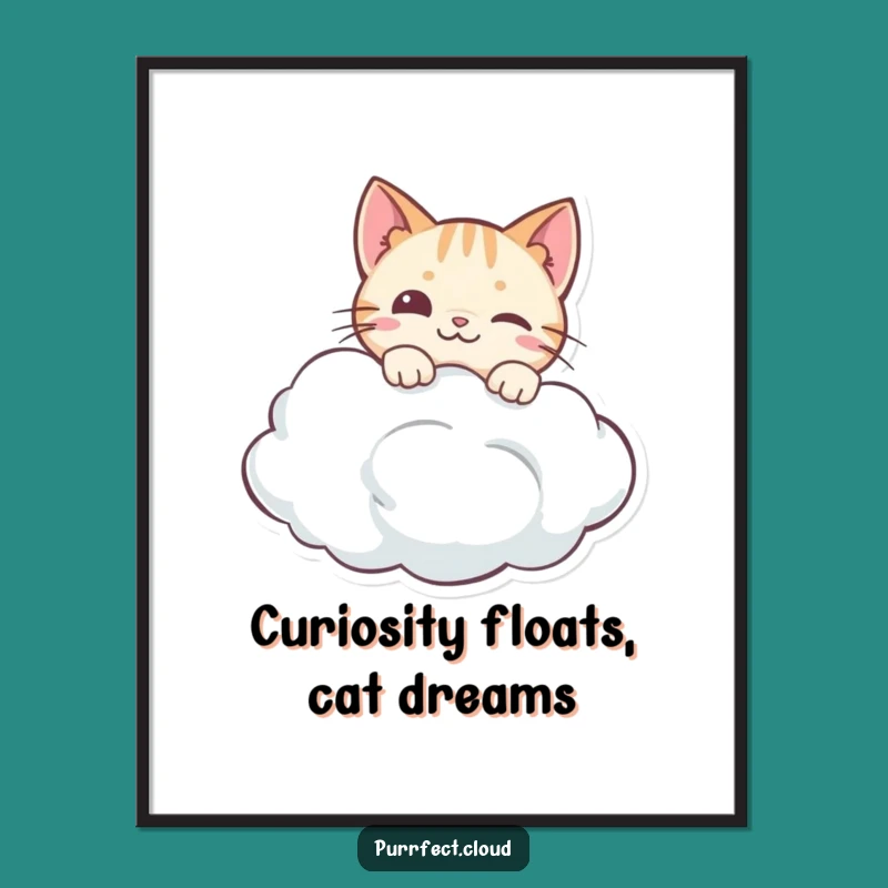 Free Printable Wall Art: Curious Cat Gazing, Whimsical Cloud Decor!