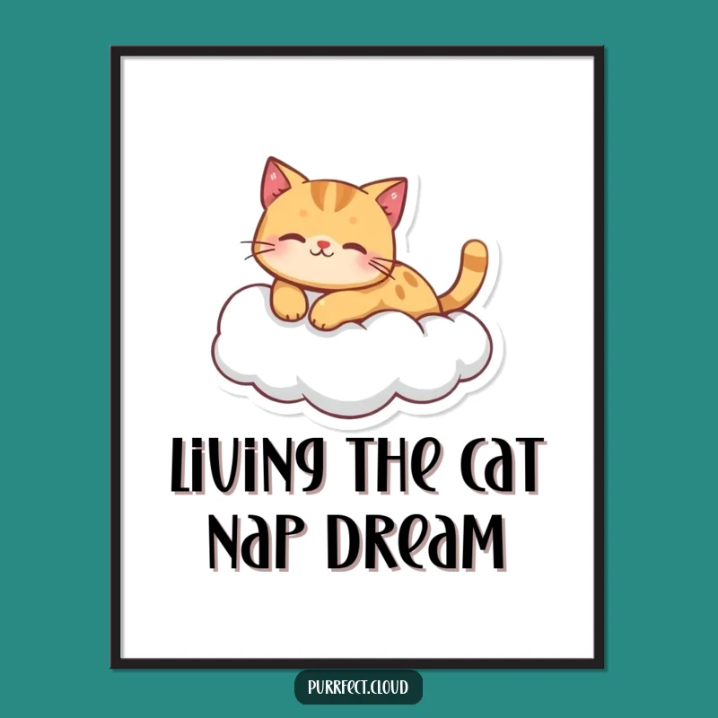Free Printable Wall Art: Ginger Cat Cloud Serenity Downloadable Decor