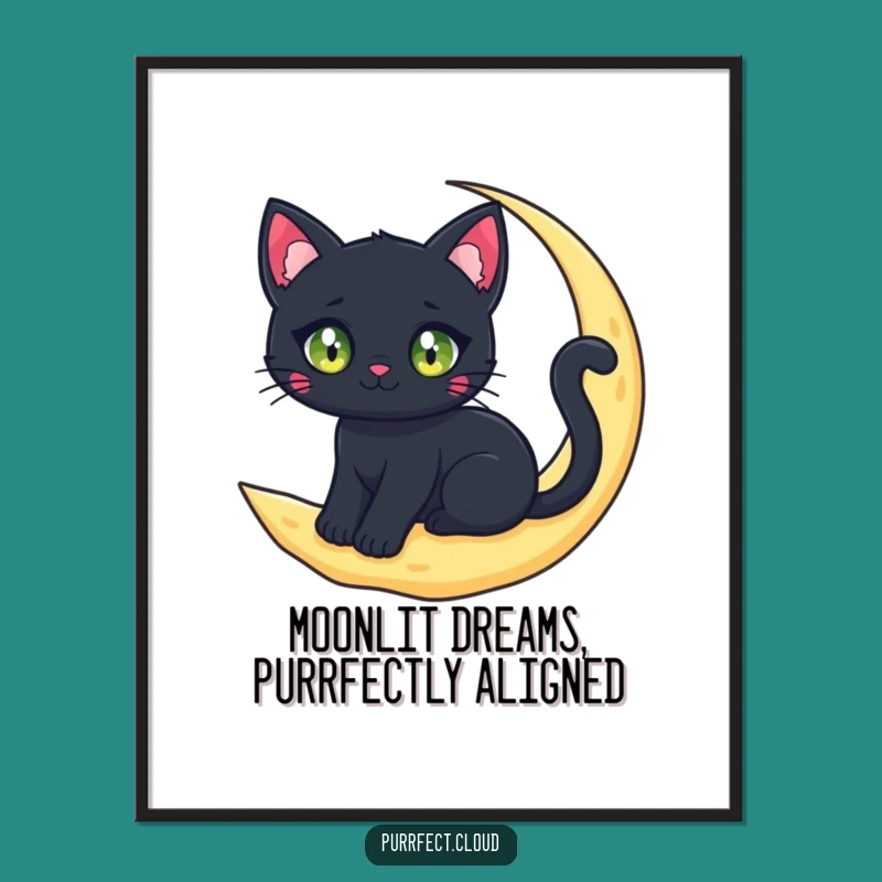 Free Printable Wall Art: Moon Cat Celestial Dreams Downloadable Decor