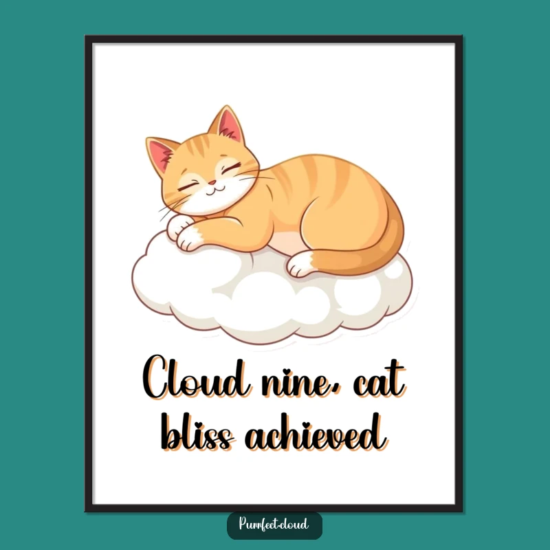 Free Printable Wall Art: Relaxed Cat on Cloud, Funny Downloadable Art for Home Decor