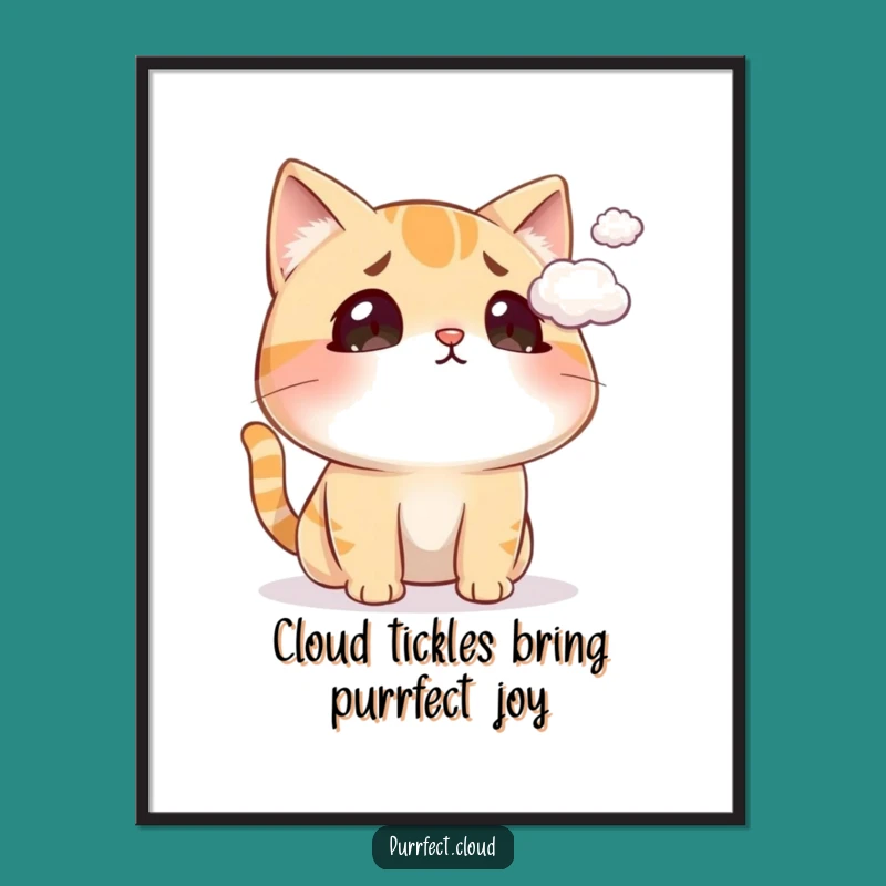 Free Printable Wall Art: Whimsical Cat Cloud Tickle Poster Downloadable Decor
