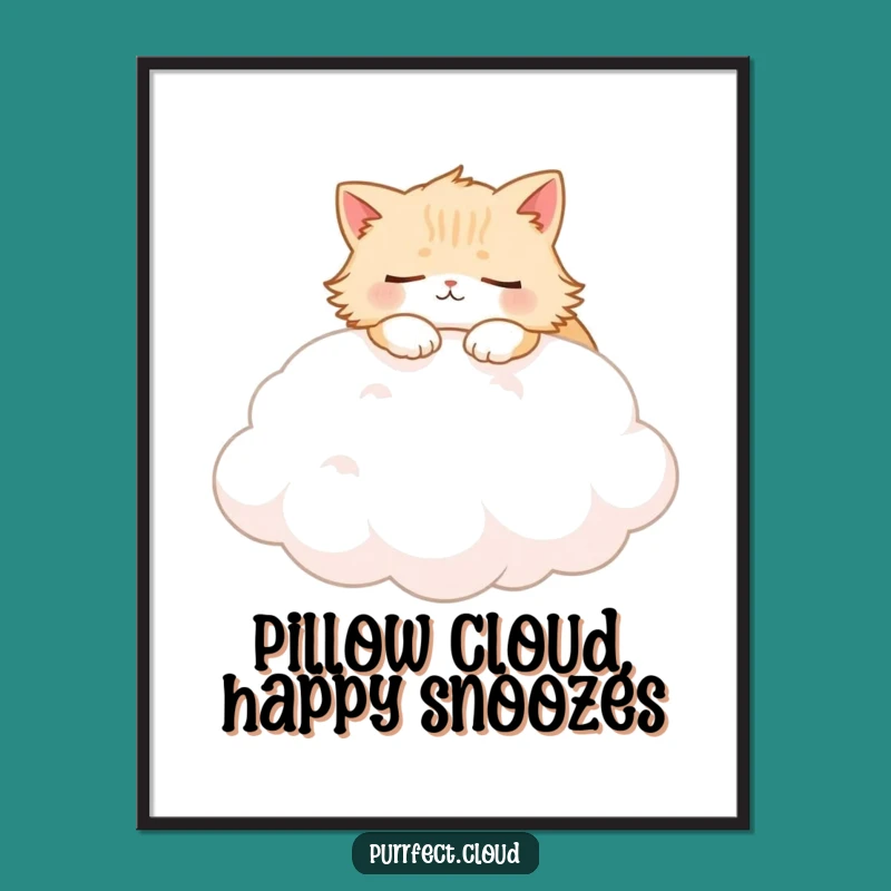 Free Printable Wall Art: Fluffy Cat Cloud Decor, Humorous Downloadable Art