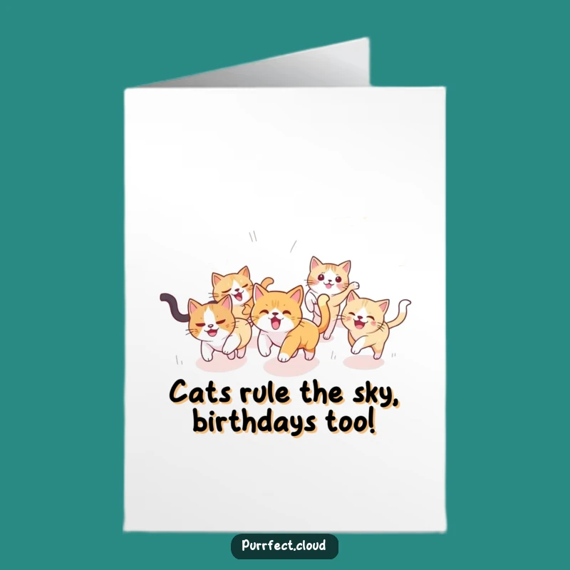 Funny Free Printable Cat Birthday Card: Hilarious Sky Chase Downloadable Gift