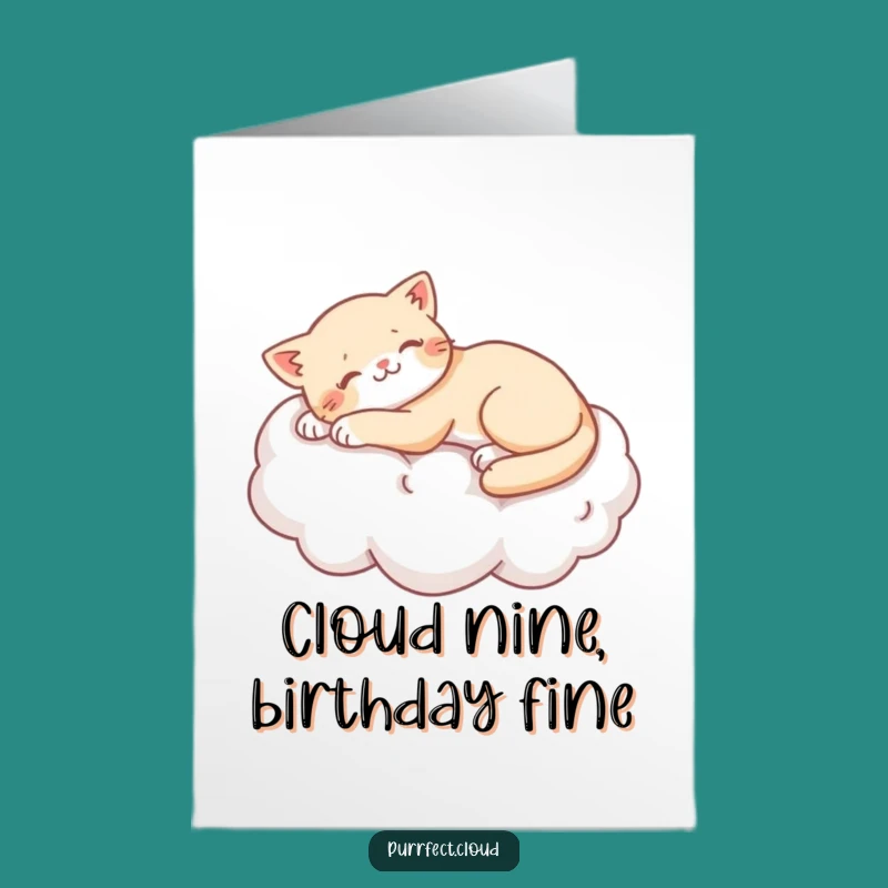 Free Printable Birthday Card: Lazy Cat Cloud Nap - Funny Downloadable Gift Greeting