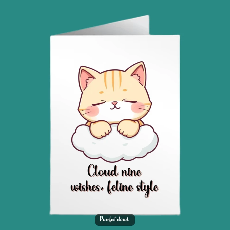 Free Printable Cat Birthday Card: Purrfectly Content Cloud Cat Funny Downloadable Gift