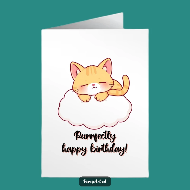 Dreamy Free Printable Birthday Card: Napping Cat Cloud Bliss Downloadable