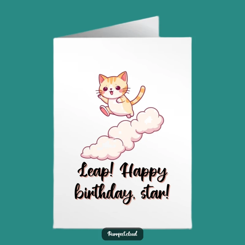 Free Printable Agile Cat Birthday Card: Funny Downloadable Gift for Jumpers