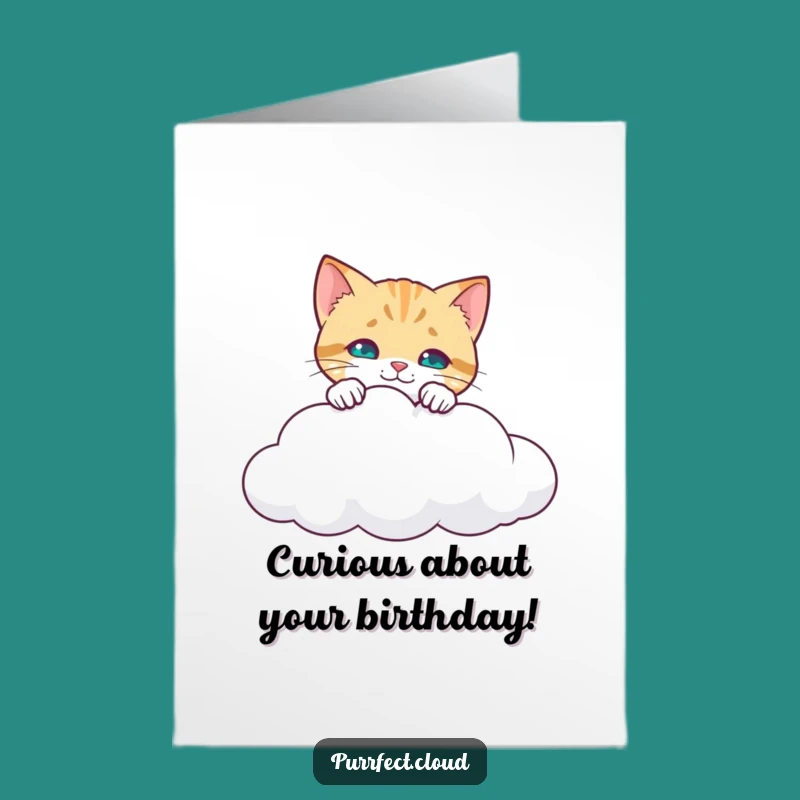 Free Printable Birthday Card: Curious Cat Cloud Funny Downloadable Gift