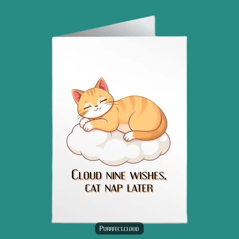 Free Printable Birthday Card: Relaxed Cat Cloud Design, Funny Downloadable Gift