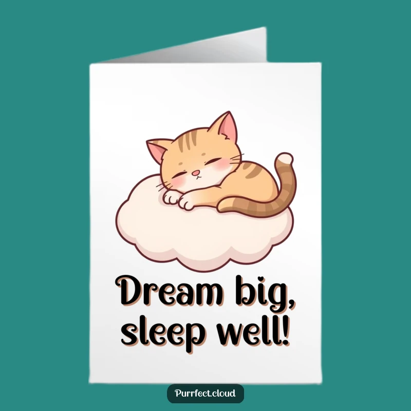 Free Printable Birthday Card: Sleepy Cloud Cat, Dreamy Downloadable Gift for Relaxed Birthdays