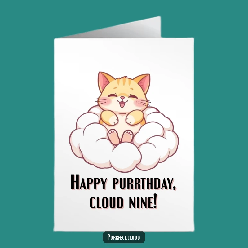 Free Printable Cat Birthday Card: Cloud Rolling Kitty Funny Downloadable Gift