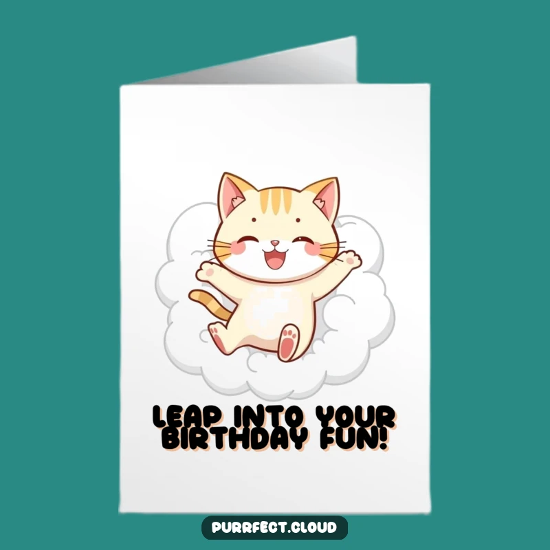 Free Printable Leaping Cat Birthday Card - Funny Downloadable Joyful Gift!