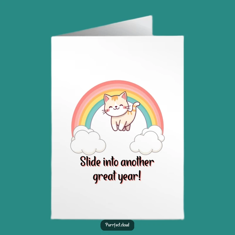 Free Printable Rainbow Cat Birthday Card - Funny Downloadable Joyful Gift!