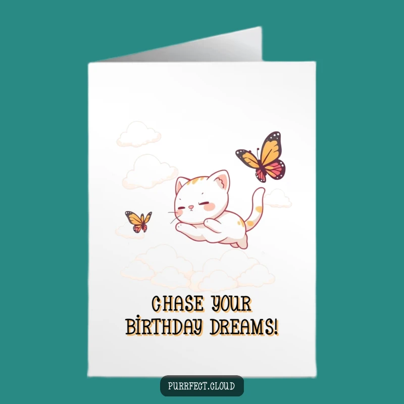 Free Printable Whimsical Cat Birthday Card - Dreamy Downloadable Gift