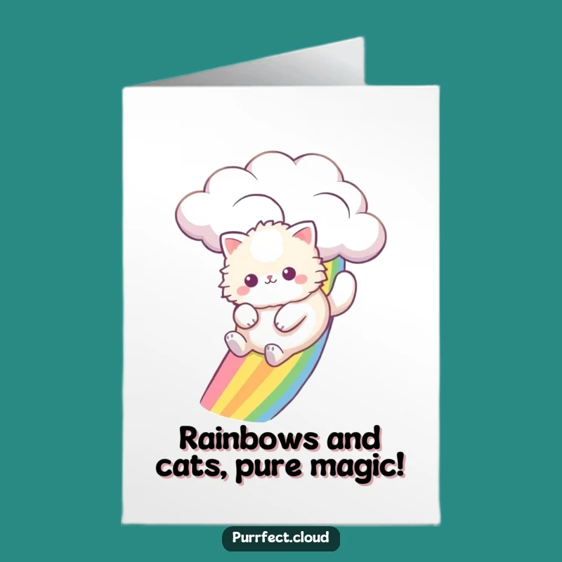 Funny Free Printable Birthday Card: Rainbow Cat Slide - Downloadable Fun Gift