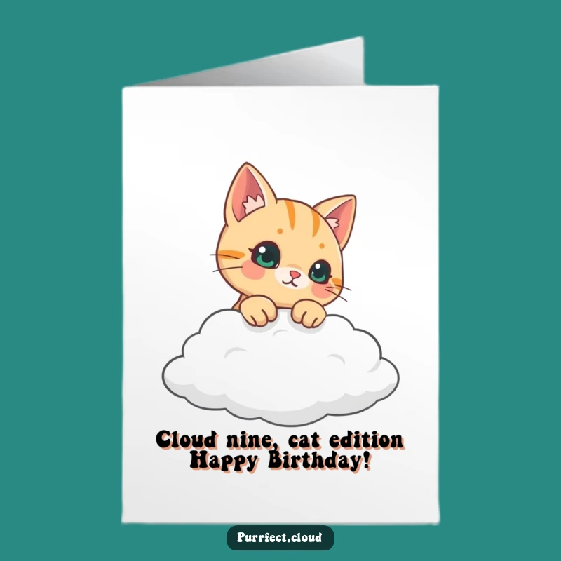 Funny Free Printable Cat Birthday Card: Curious Cat Cloud Peek - Downloadable Gift!
