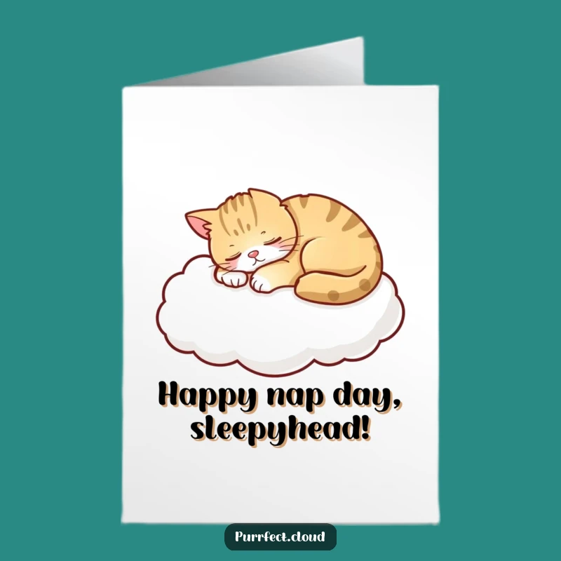 Free Printable Birthday Card: Sleeping Cat Cloud Nap! Funny Downloadable Gift!