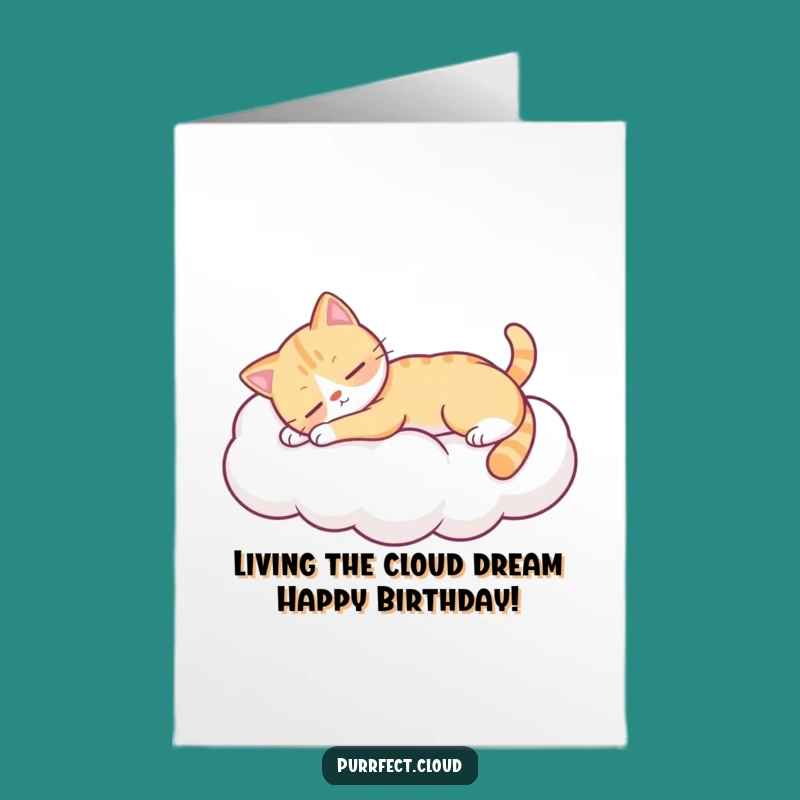Relaxing Free Printable Cat Birthday Card: Cloud Slumber - Funny Downloadable Gift!