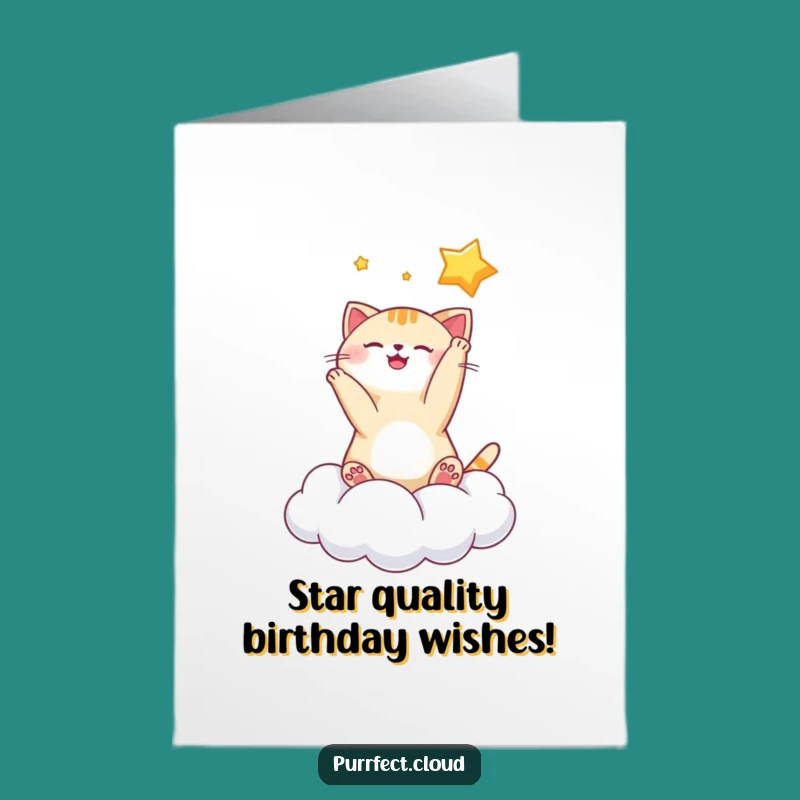 Sparkling Free Printable Birthday Card: Star Cat Playful Joy Downloadable