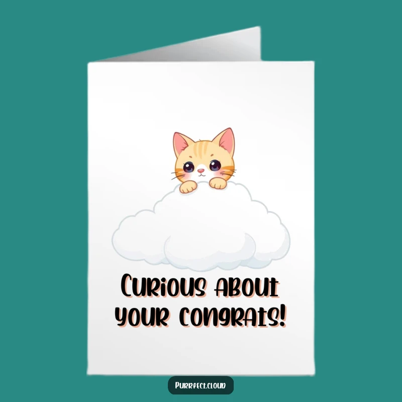 Wondering Free Printable Congrats Card: Cloud Cat Discovery Downloadable