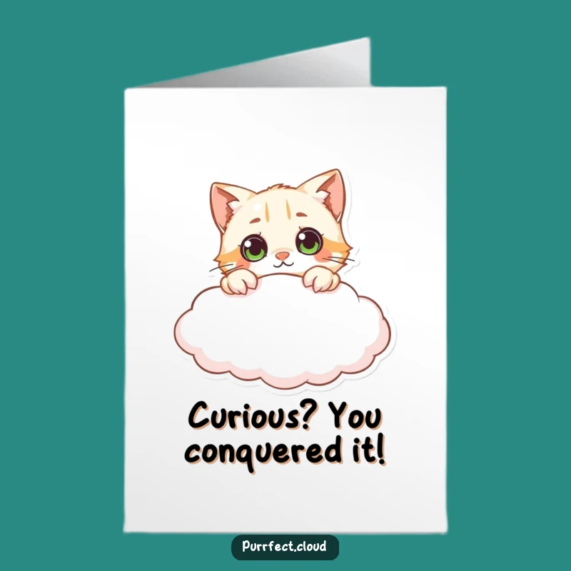 Free Printable Curious Cat Congratulations Card - Funny Downloadable Discovery Gift!