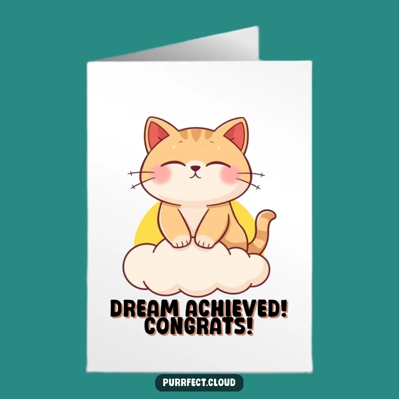 Free Printable Congrats Card: Dreamy Cat Sunset Cloud, Funny Downloadable Gift